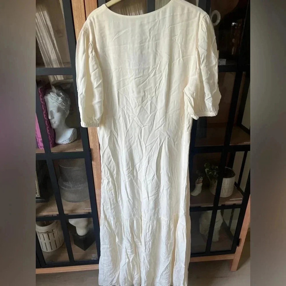 & other stories cream midi dress Button-Down Puff Sleeve Maxi bridal engagement - Picture 6 of 10
